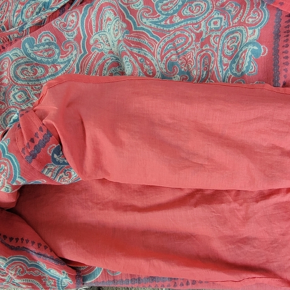 Lucky Brand Red Multi Color Bohemian Felice Printed High-Low Midi Dress Sz L - Picture 10 of 14